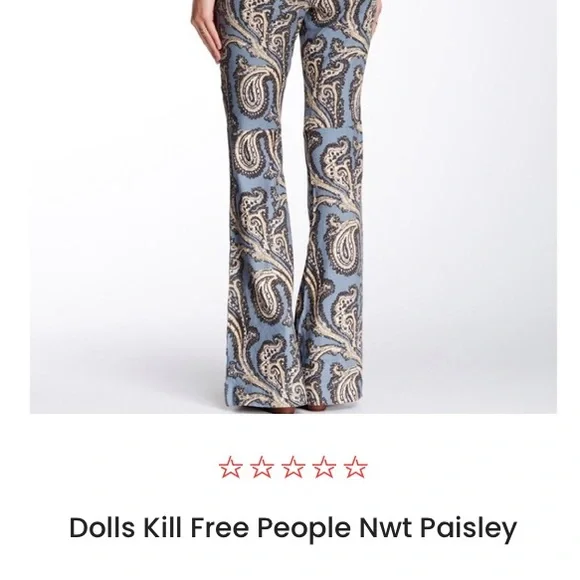New: Free People + Dolls Kill Paisley Pants. Size Medium - Picture 11 of 16